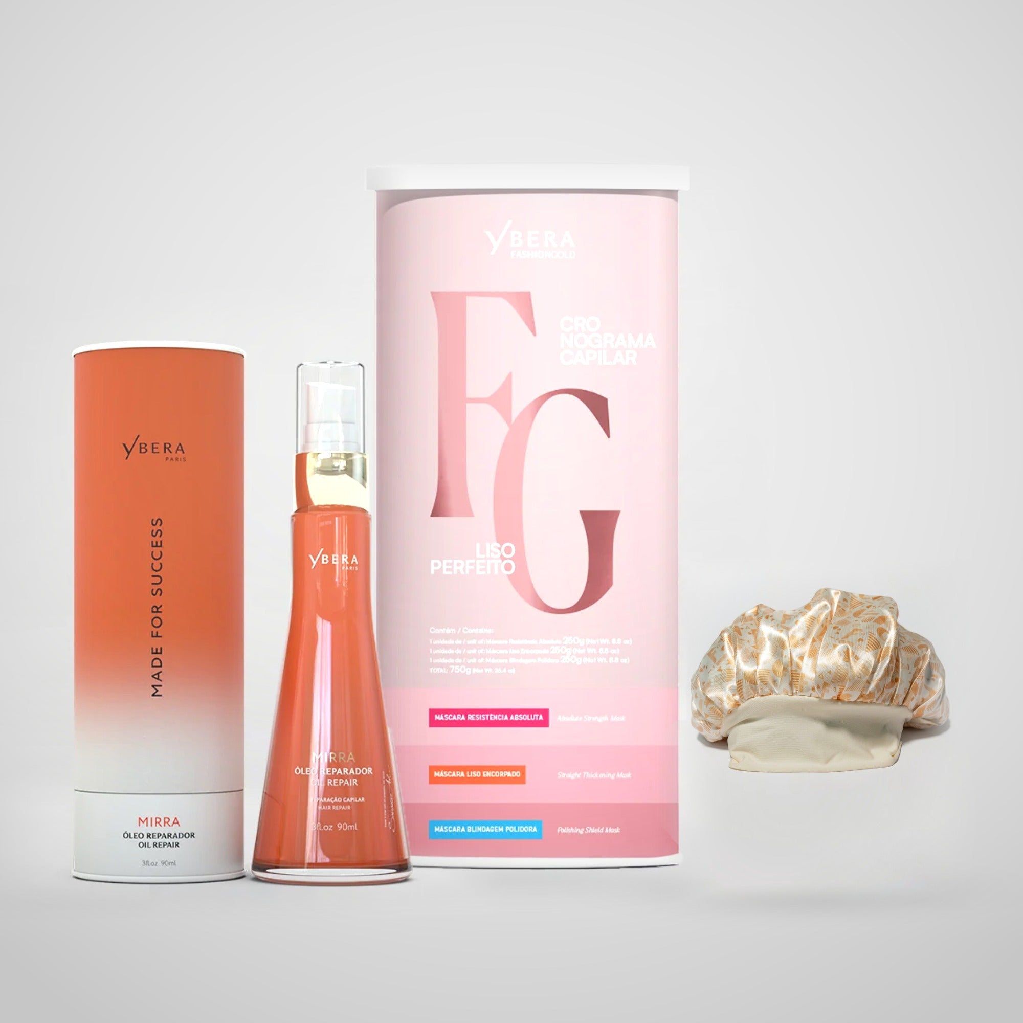 Cronograma Straight Kit 750g + Myrrh Oil 90ml + Free Satin Hair Cap