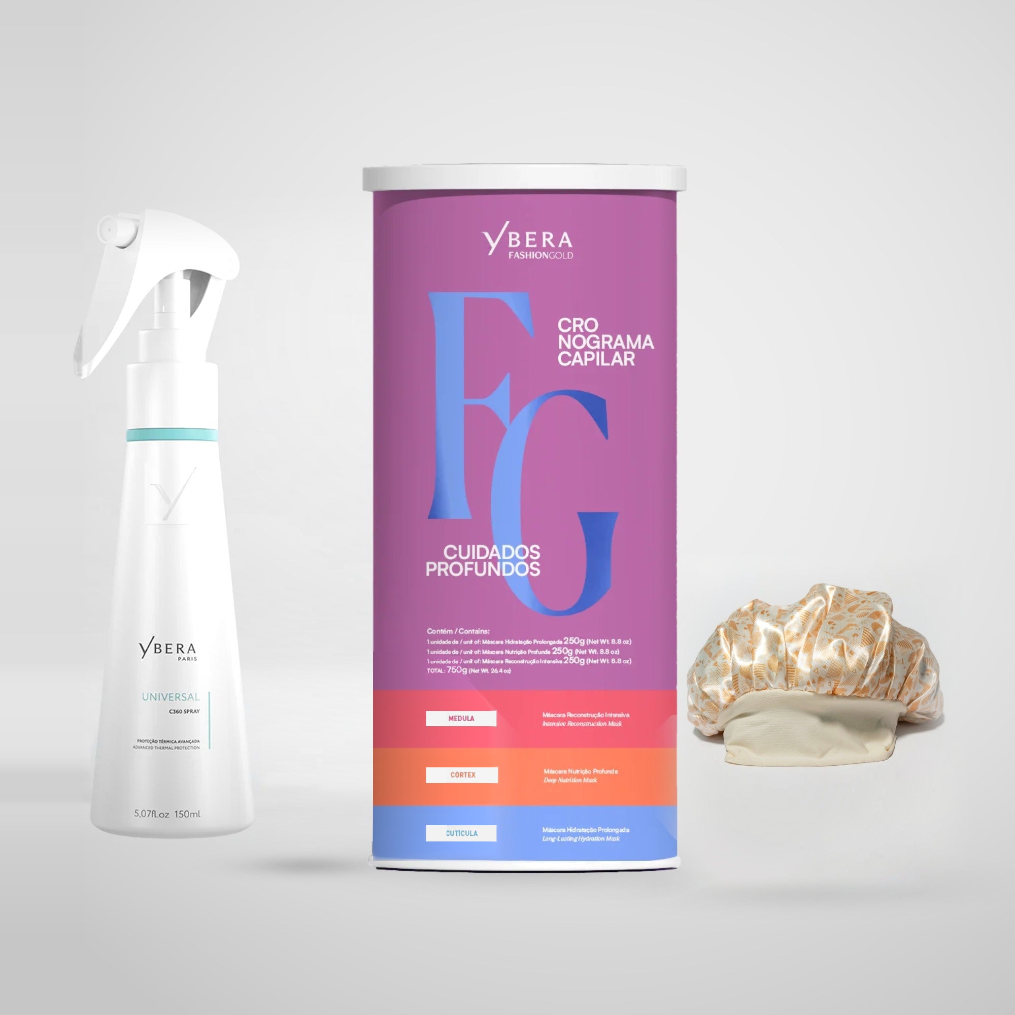 Cronograma Deep Care Kit 750g + C360 Spray 150ml + Free Satin Hair Cap