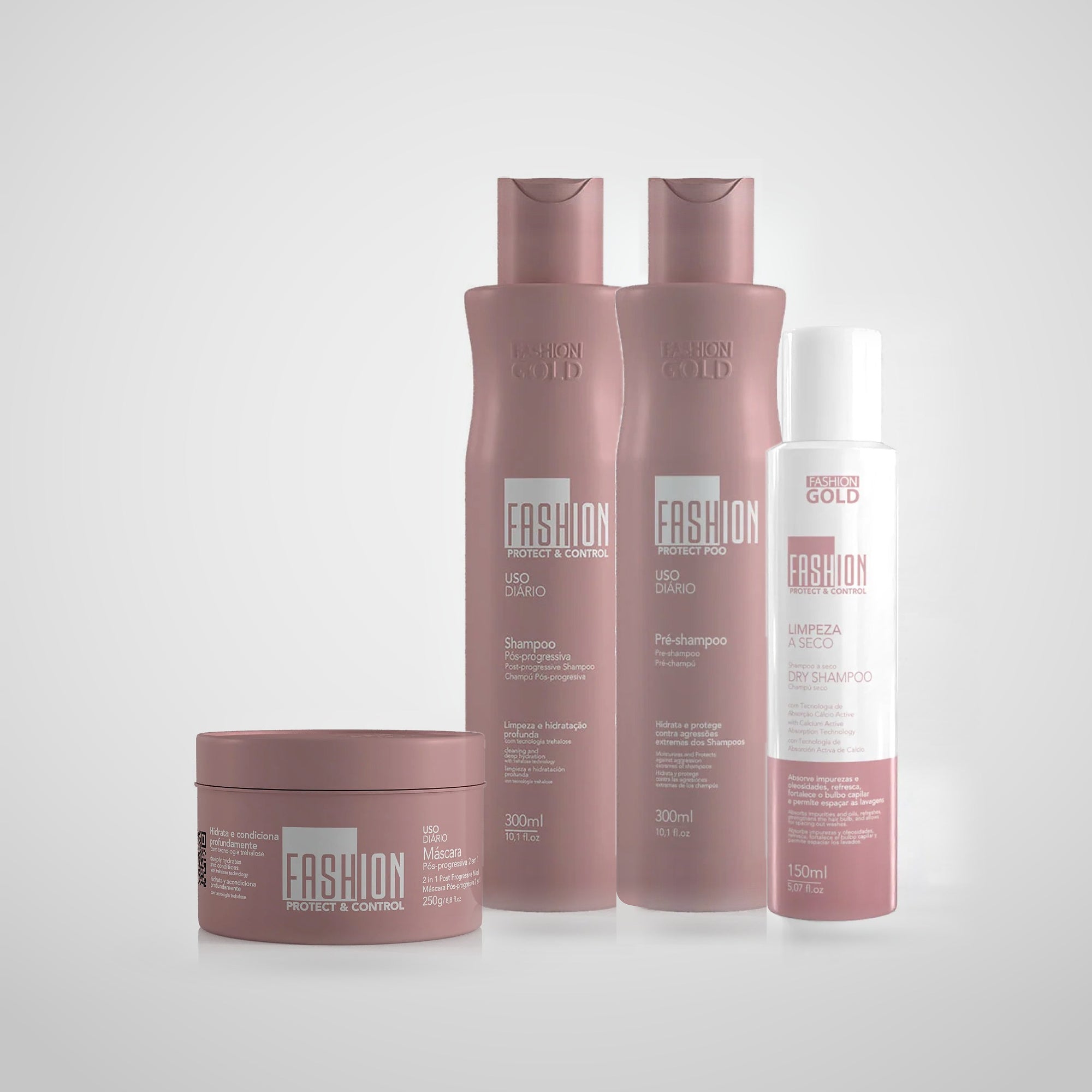 Fashion Gold Kit + Pre-Shampoo 300ml + Shampoo 300ml + Mask 250g + Dry Shampoo 150ml