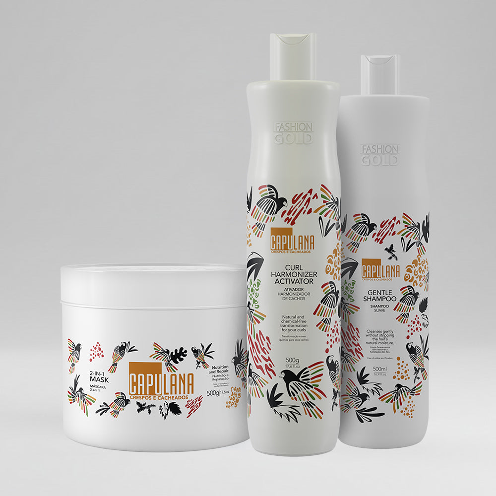 KIT Ativador CAPULANA - Gentle SHAMPOO  + 2-in-1 MASK  + Curl ACTIVATOR 500g/ 17,6fl oz