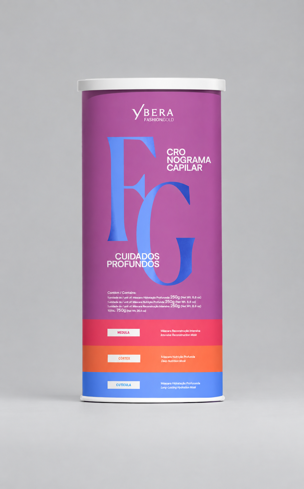 Fashion Gold Kit + Sealant 300g (10.6 oz) + Shampoo 300ml (10.1 fl oz) + Mask 250g (8.8 oz) + Cronograma Deep Care 750g (26.4 oz)
