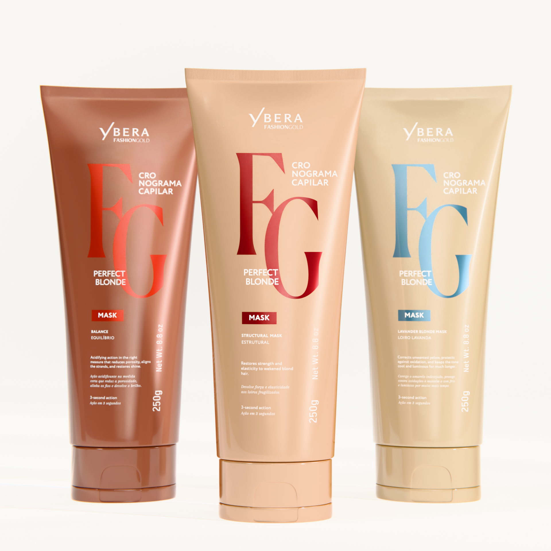 Kit Capilar Loiro Perfeito – Repara, Equilibra e Protege contra o Amarelamento | Ybera Fashion Gold