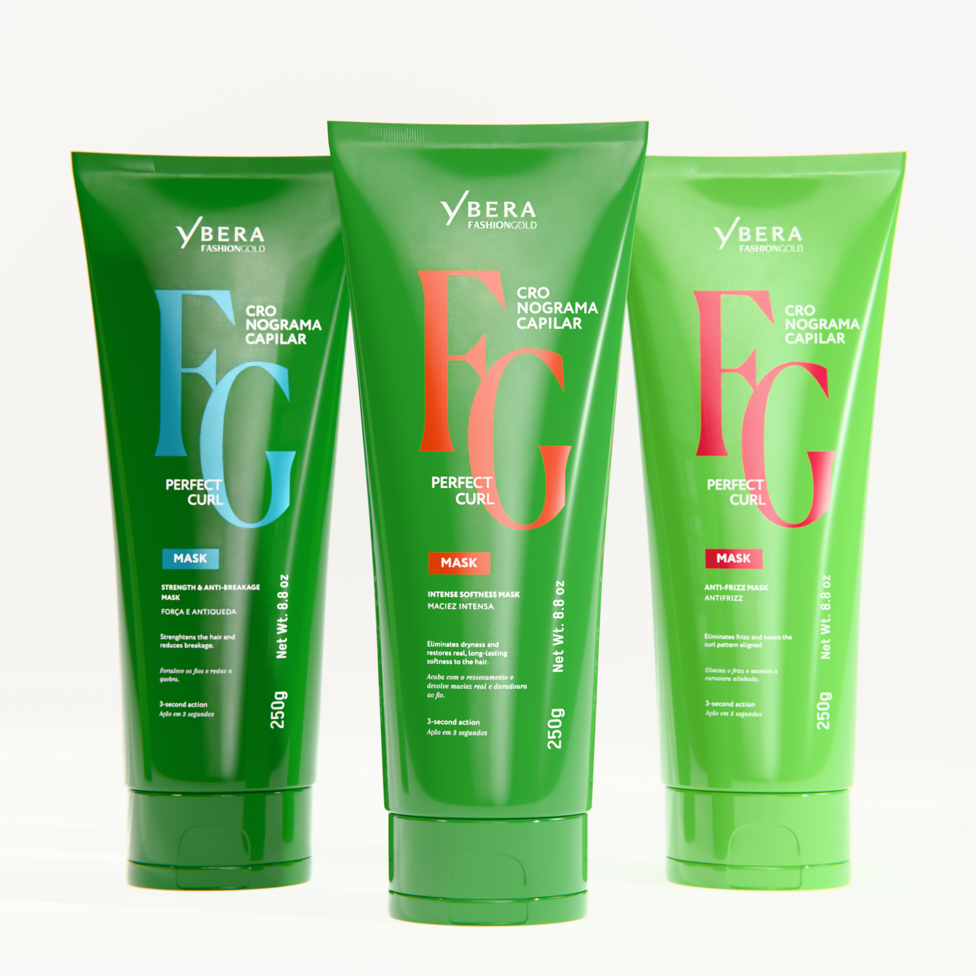 Kit de Cuidados Capilares Cachos Perfeitos – Antifrizz, Hidratação e Força | Ybera Fashion Gold*