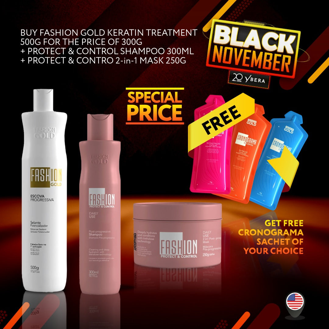(SALE) Ybera Fashion Gold Keratin 500g + Post-Treatment Kit + Free Cronograma Sachet (Special Offer)