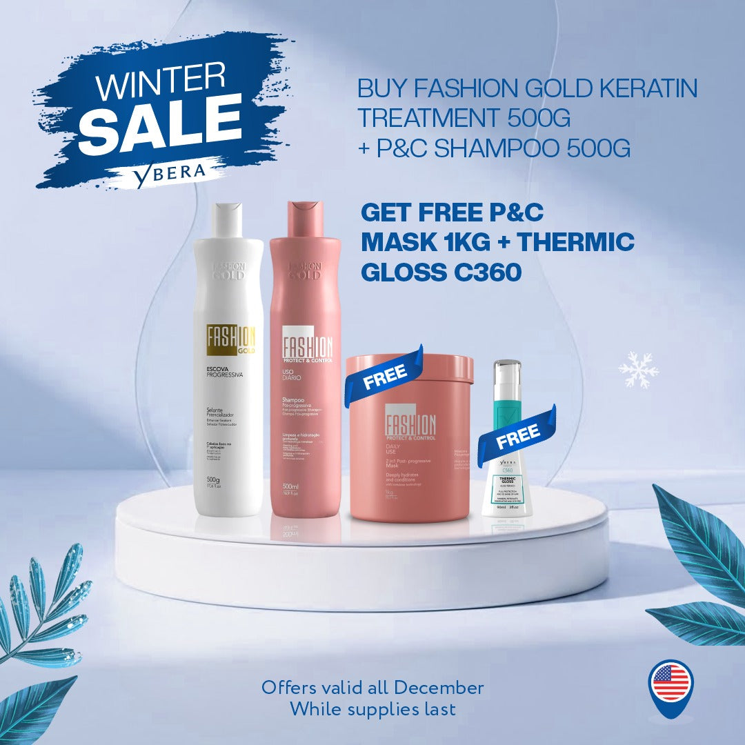 Fashion Gold Keratin Power Kit — 500g + Shampoo 500g + FREE Mask 1kg + Thermic Gloss C360