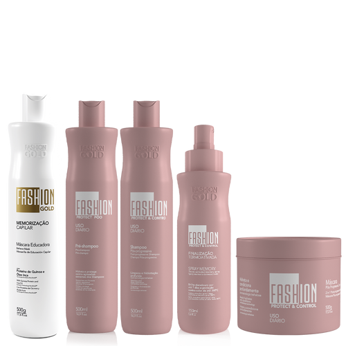 Kit Combo Fashion Gold BABY Sealant 300g/10.5fl.oz + PROTECT POO - Pre-Shampoo 300ml/10,1fl oz + Protect & Control SPRAY MEMORY 150ml/5,6fl.oz