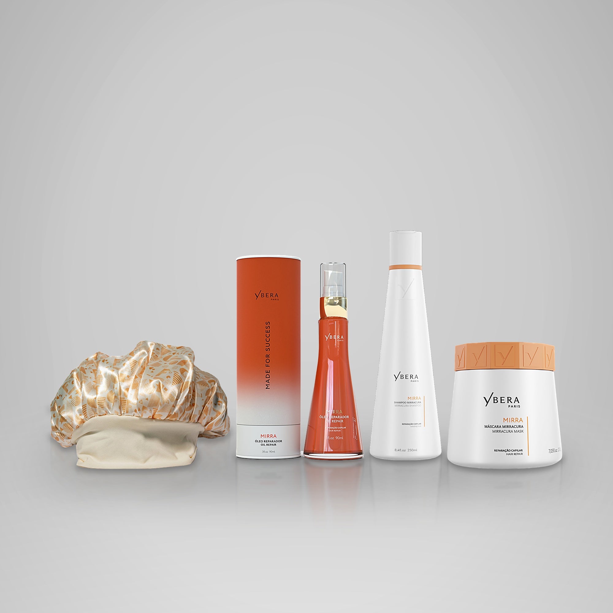 Myrrh Kit + Shampoo 250ml (8.4 fl oz) + Mask 200g (7.05 oz) + Myrrh Oil 90ml (3 fl oz) +  Satin Hair Cap